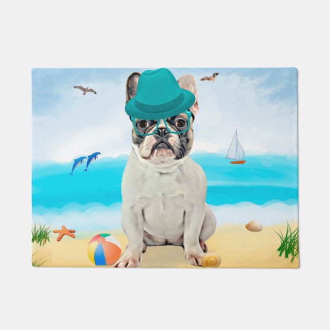 French Bulldog on Beach Doormat (Front)