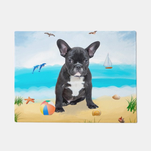 French Bulldog on Beach Doormat (Front)