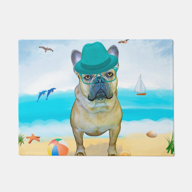 French Bulldog on Beach Doormat (Front)