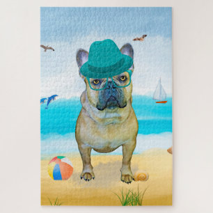 French Bulldog on Beach Jigsaw Puzzle