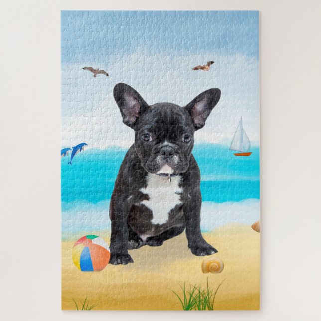 French Bulldog on Beach Jigsaw Puzzle (Vertical)