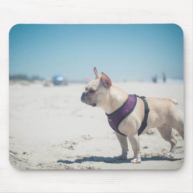 French Bulldog On Beach Mouse Pad (Front)