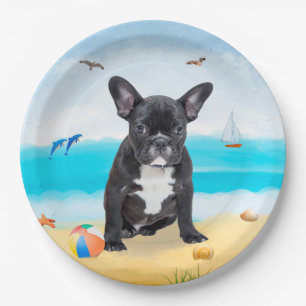 French Bulldog on Beach Paper Plates