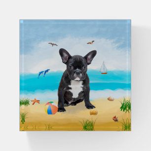 French Bulldog on Beach Paperweight