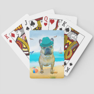 French Bulldog on Beach Poker Cards