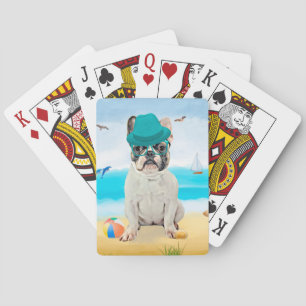 French Bulldog on Beach Poker Cards