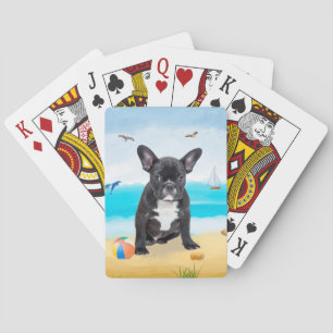 French Bulldog on Beach Poker Cards