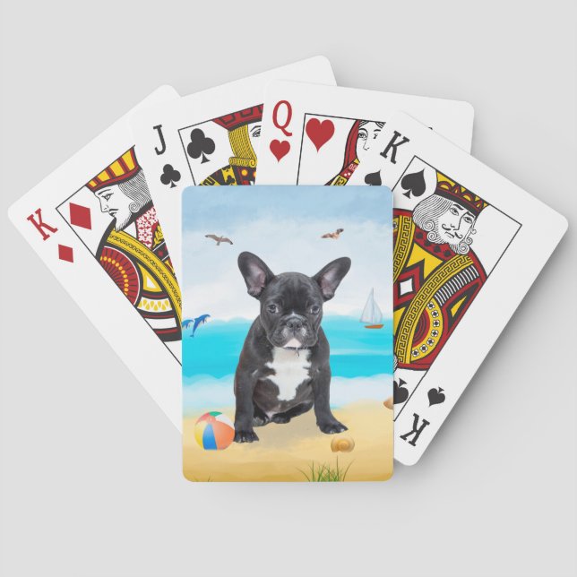 French Bulldog on Beach Poker Cards (Back)