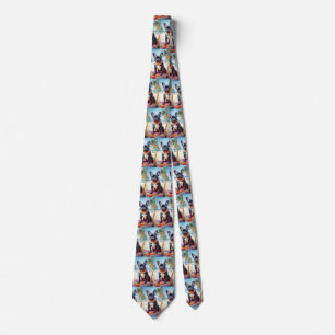French Bulldog on Beach, summer gift for dog lover Neck Tie
