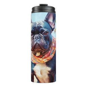 French Bulldog on Beach, summer gift for dog lover Thermal Tumbler