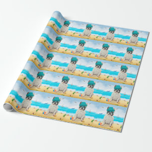 French Bulldog on Beach Wrapping Paper