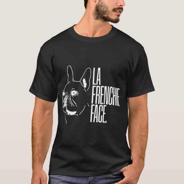 French Bulldog on Black-shirt T-Shirt (Front)