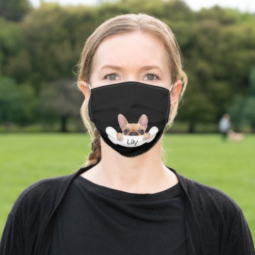 French bulldog on bone adult cloth face mask