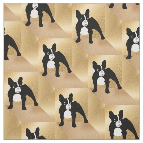 French Bulldog on Gold Cubes Fabric