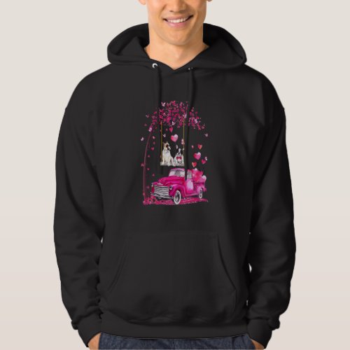 French Bulldog On Swing Truck With Hearts Valentin Hoodie