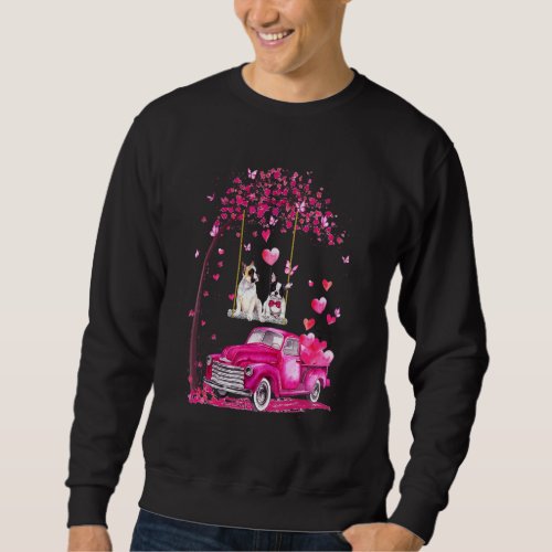 French Bulldog On Swing Truck With Hearts Valentin Sweatshirt