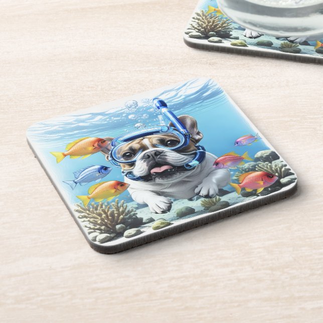 French Bulldog on vacation Beverage Coaster (Left Side)