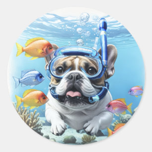 French Bulldog on vacation Classic Round Sticker