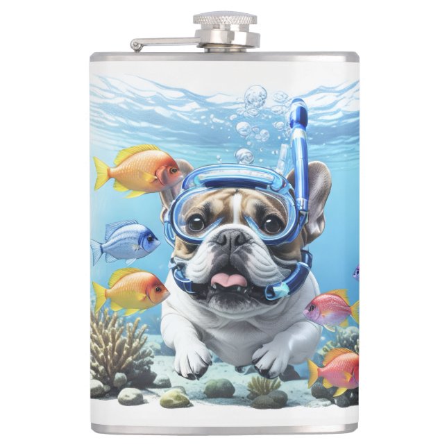 French Bulldog on vacation Flask (Front)