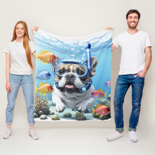 French Bulldog on vacation Fleece Blanket