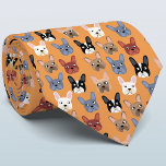 French Bulldog Orange Neck Tie<br><div class="desc">A fun little French Bulldog or Frenchie pattern on an orange background.  Great for all dog lovers,  pet sitters,  dog walkers and veterinarians.  Original art by Nic Squirrell.</div>