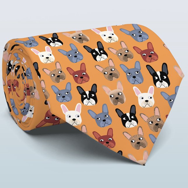 French Bulldog Orange Neck Tie (Creator Uploaded)