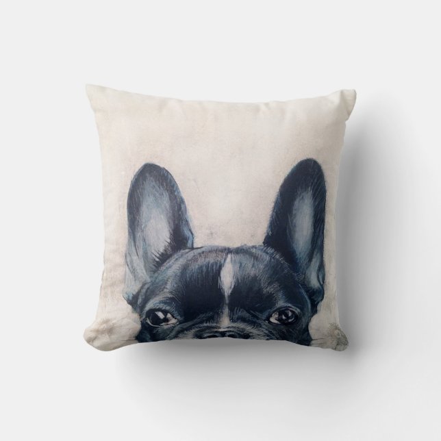 French Bulldog original painting print Throw Pillow (Front)