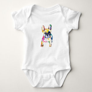 French Bulldog Original Watercolor Drawing Gift Baby Bodysuit