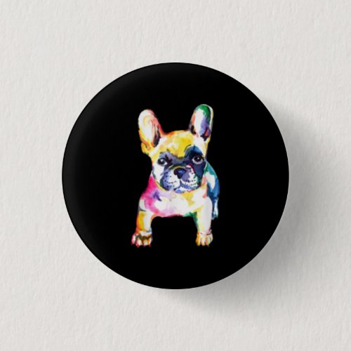 French Bulldog Original Watercolor Drawing Gift Button