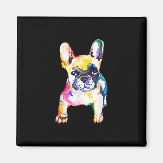 French Bulldog Original Watercolor Drawing Gift Magnet (Front)