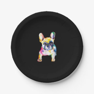 French Bulldog Original Watercolor Drawing Gift Paper Plates