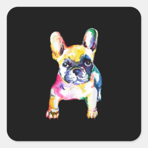 French Bulldog Original Watercolor Drawing Gift Square Sticker