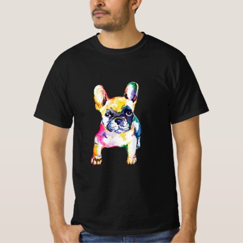 French Bulldog Original Watercolor Drawing Gift T_Shirt