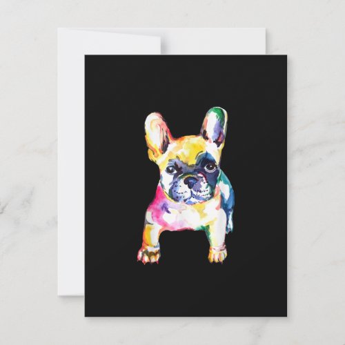 French Bulldog Original Watercolor Drawing Gift Thank You Card