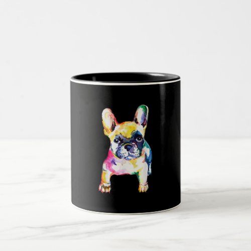 French Bulldog Original Watercolor Drawing Gift Two_Tone Coffee Mug