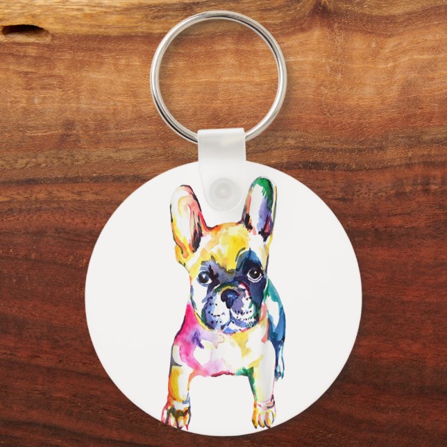 Watercolor French Bulldog Keychain