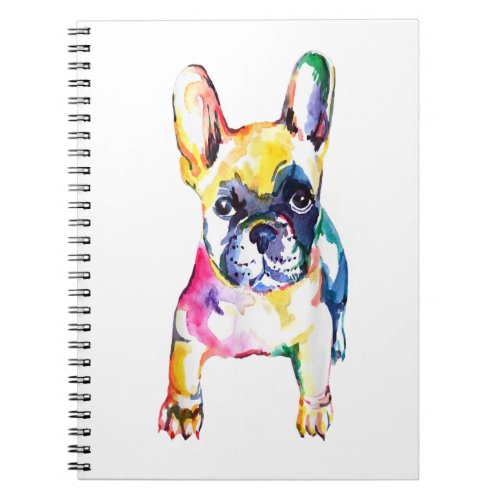 French Bulldog Original Watercolor Hand Drawing Notebook