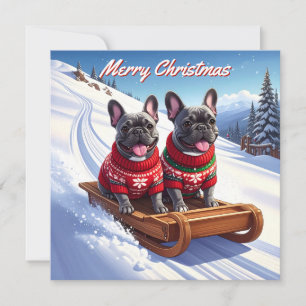 French Bulldog Pack of Flat Christmas Note Card