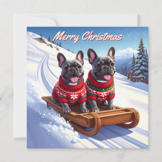 French Bulldog Pack of Flat Christmas Note Card
