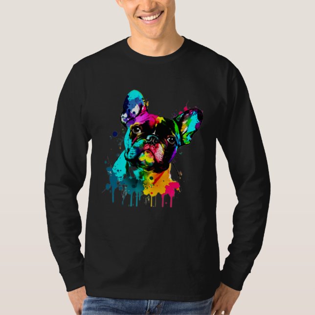 French Bulldog Paint Splatter Frenchie  Splatter T-Shirt (Front)