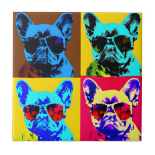 French bulldog painting in pop art style ceramic tile