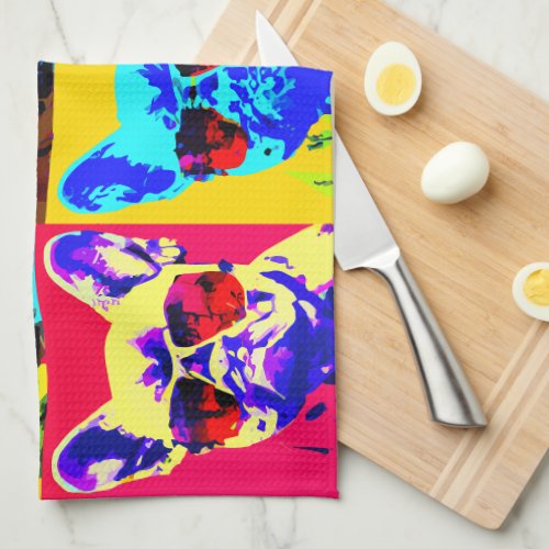 French bulldog painting in pop art style kitchen towel