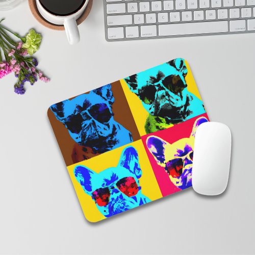 French bulldog painting in pop art style mouse pad