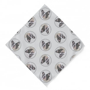 French Bulldog Painting White Black Pied Dog Art Bandana