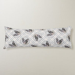 French Bulldog Painting White Black Pied Dog Art Body Pillow