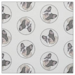 French Bulldog Painting White Black Pied Dog Art Fabric