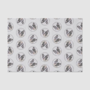 French Bulldog Painting White Black Pied Dog Art Tissue Paper