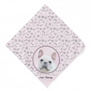 French Bulldog Painting White Cream Pet Dog Art Bandana