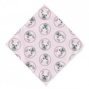 French Bulldog Painting White Cream Pet Dog Art Bandana