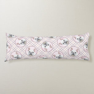 French Bulldog Painting White Cream Pet Dog Art Body Pillow